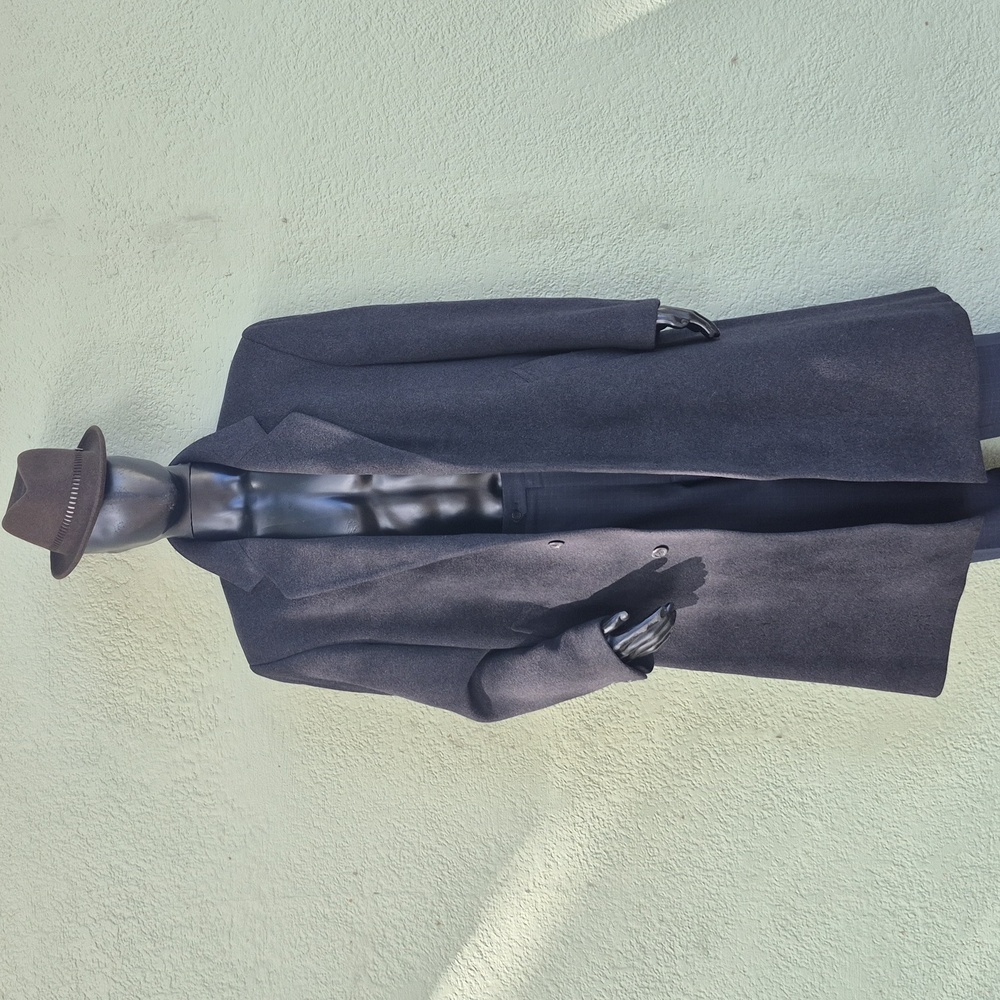 Silver Cloud Men's Vintage Charcoal Grey Cashmere/Wool Blend Luxury Overcoat